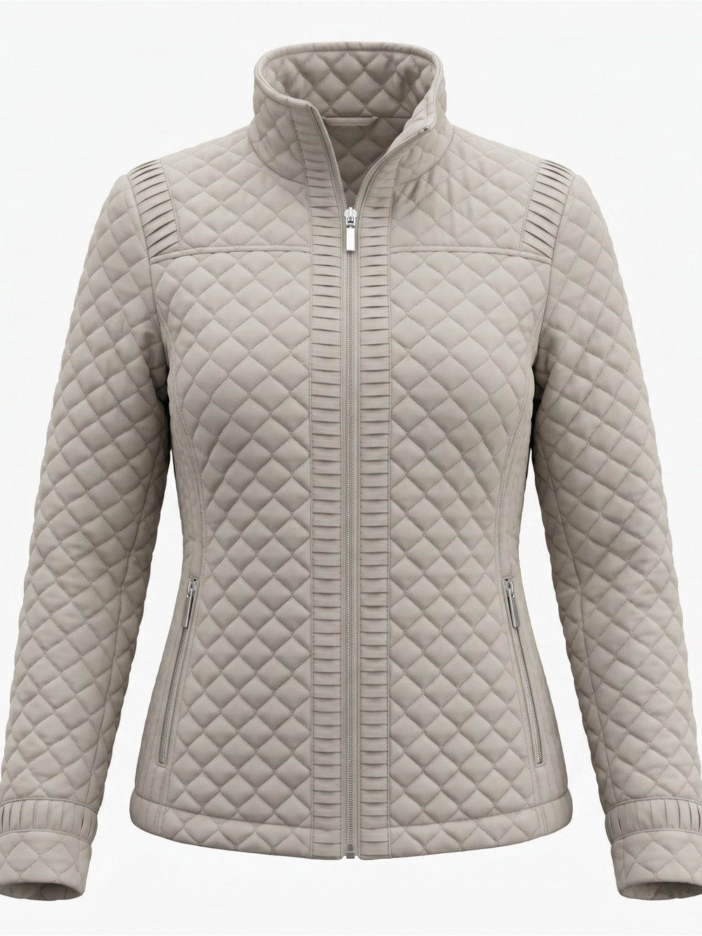 NEW Never worn: Giacca Quilted Zip Front Jacket in Soft Pearl Color